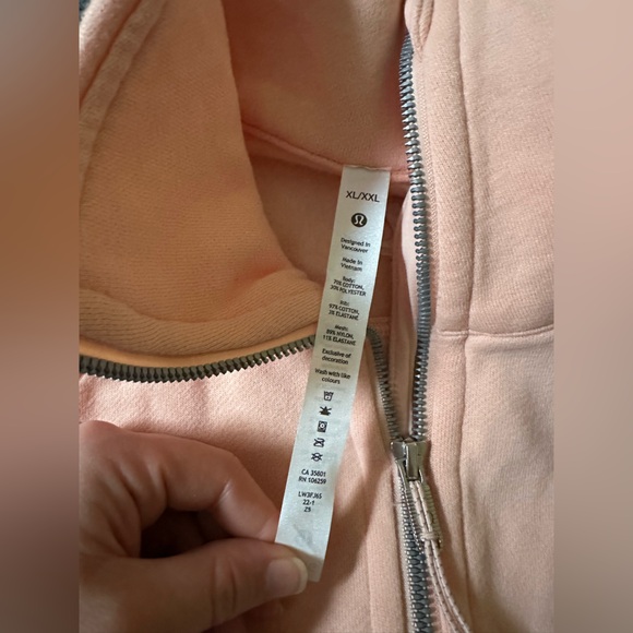 Lululemon Scuba Oversized Funnel Neck Half-Zip
In Peach Satin— Size XL/XXL - Picture 11 of 13